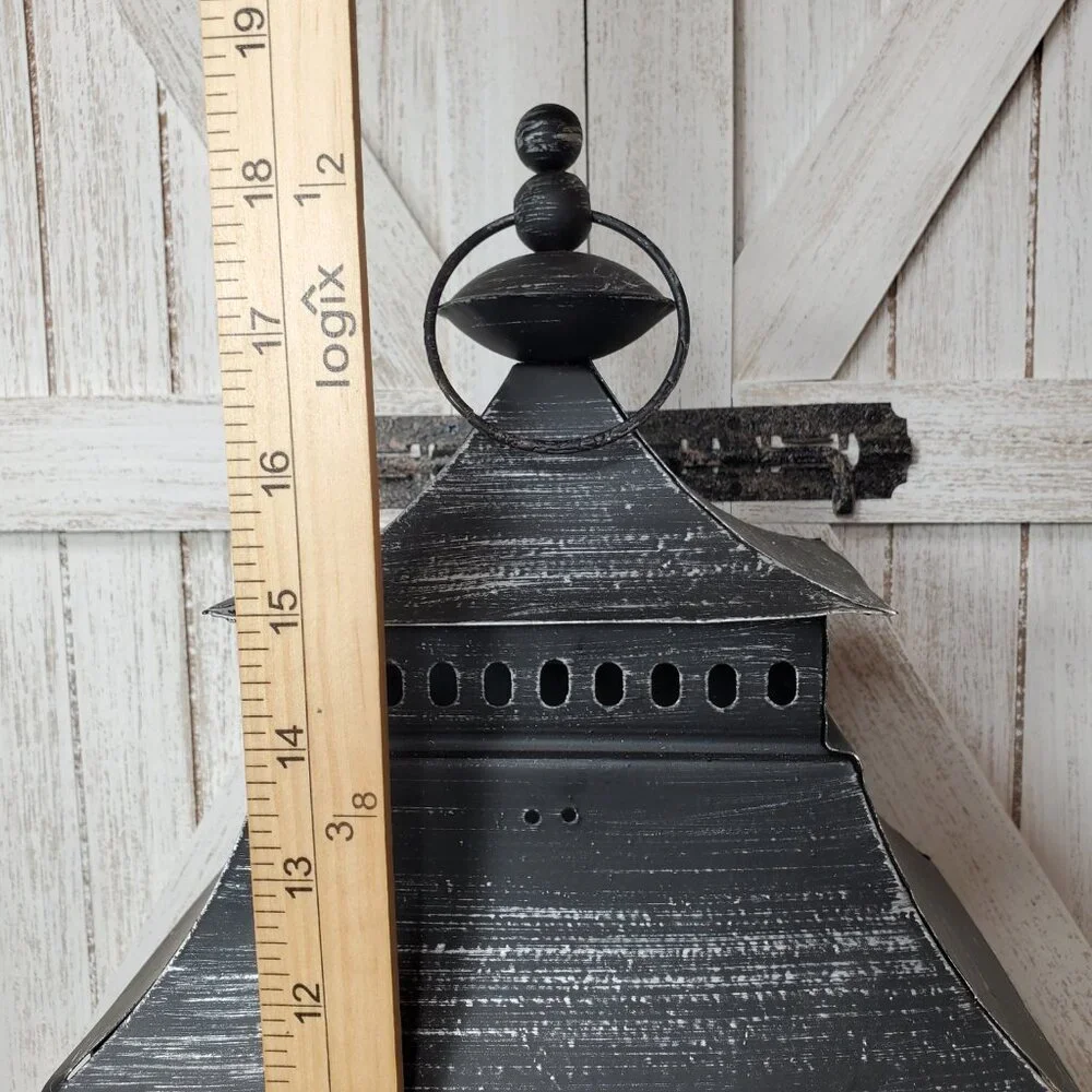 Black Metal Lantern With Candle